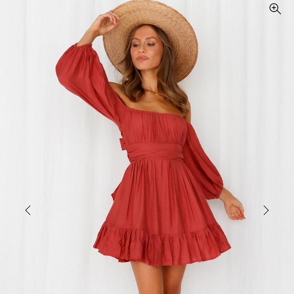 Hello Molly Off-Shoulder Rust Mini Dress This is Espionage Dress Rose - Picture 7 of 13